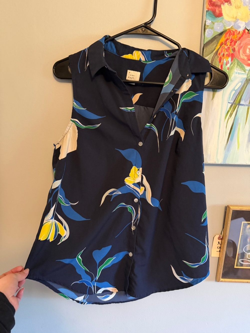 a new day Navy Floral Sleeveless Button-Front Camisole